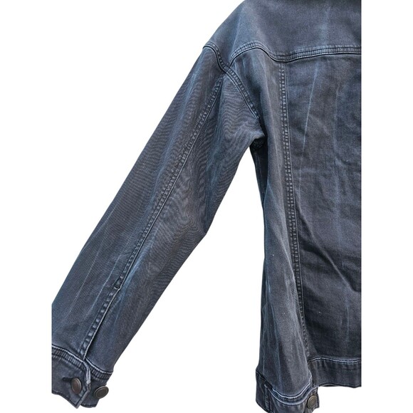 Free People Jean Jacket Washed Black Denim Trucker Size Small S Stretch - Picture 6 of 15